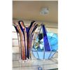 Image 1 : ART GLASS VASE AND LEADED GLASS PIECES