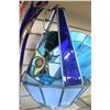 Image 2 : ART GLASS VASE AND LEADED GLASS PIECES