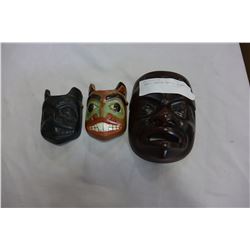 3 SMALL CARVER NATIVE MASKS