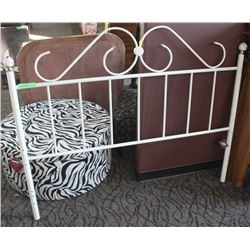 WHITE METAL QUEEN HEADBOARD