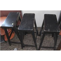 LOT OF 3 GENEVA ANTIQUE BLACK 24" STOOLS