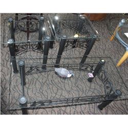 3-PIECE BLACK METAL COFFEE TABLE SET