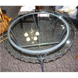 36" METAL FRAME GLASS DINING TABLE