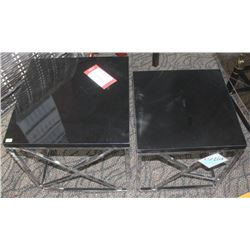 BLACK AND CHROME 2 PIECE NESTING TABLE SET