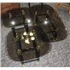 Image 1 : 3-PIECE BLACK AND BRASS GLASS COFFEE TABLE SET