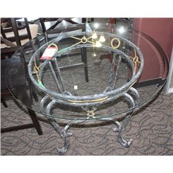 METAL GLASS WROUGHT IRON STYLE ROUND TABLE