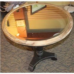 ANTIQUE BRUSHED FINISH ROUND GLASS TABLE