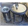 Image 1 : ROUND WOOD MIRRORED 2-PIECE NESTING TABLE SET