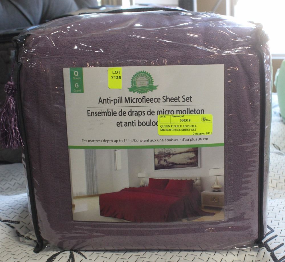 QUEEN PURPLE ANTIPILL MICROFLEECE SHEET SET