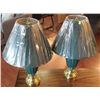 Image 1 : PAIR OF GREEN CERAMIC AND BRASS LAMPS WITH SHADE