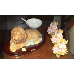 LOT OF 4 ORNAMENTS LION AND 3 ANGELS