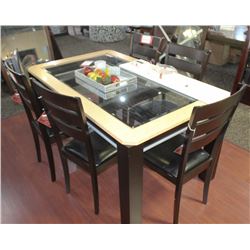 DOS GLASS TOP DINING TABLE WITH 6 CHAIRS