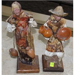 TWO DECORATIVE PAPER VARNISH FIGURES