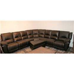 ASPEN BLACK SECTIONAL TOP GRAIN LEATHER & OTTOMAN