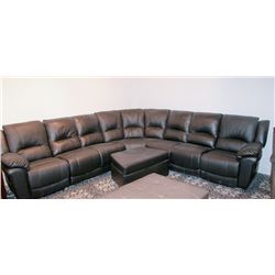 ASPEN BROWN SECTIONAL TOP GRAIN LEATHER & OTTOMAN