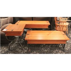 MAHONES LIGHT OAK 3 PIECE STORAGE TABLES