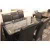Image 1 : HIGH LACQUER BLACK MARBLE LOOK TABLE W/ 6 CHAIRS