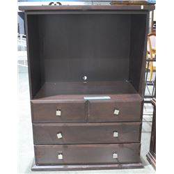 DARK SOLID WOOD 4 DRAWER TV STAND