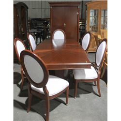 AURORA CHERRY DINING TABLE WITH 6 CHAIRS & ARMOIRE