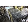 Image 1 : SQUARE BLACK GLASS TOP TABLE W/ 6 CHAIRS
