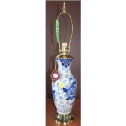 BLUE FLOWER PRINT CERAMIC LAMP - NO SHADE