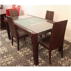 HEIDI DARK BROWN GLASS TOP TABLE W/ 4CHAIRS