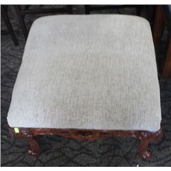 CARVED WOOD STYLE FABRIC OTTOMAN