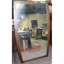 BROWN WOODEN FRAMED WALL MIRROR