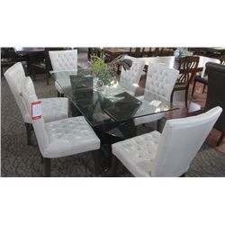 OPHELIA GLASS DINING TABLE WITH 6 CHAIRS