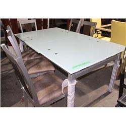 NUAGE JACKKNIFE GLASS TOP W/ 6 CHAIRS