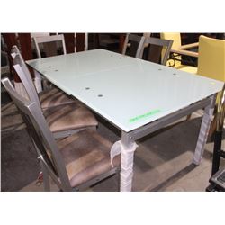 NUAGE JACKKNIFE GLASS TOP W/ 6 CHAIRS