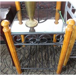 CRADLE WOOD METAL GLASS NIGHTSTAND