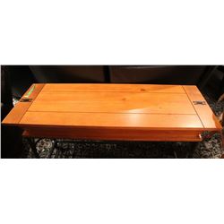 MAHONES CONSOLE LIGHT OAK STORAGE TABLES