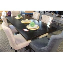DARK BROWN SALTON TABLE WITH 6 LIGHT BROWN CHAIRS