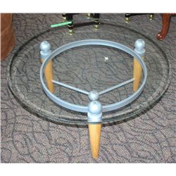 36" ROUND GLASS TOP COFFEE TABLE