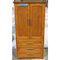 NATURAL TV ARMOIRE SOLID WOOD
