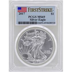 2017 $1 American Silver Eagle Coin PCGS MS69 First Strike