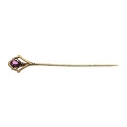 Purple Crystal Stick Pin - Yellow Gold Plated