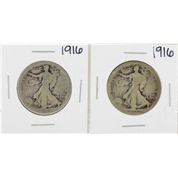 Lot of (2) 1916 Walking Liberty Half Dollar Silver Coins