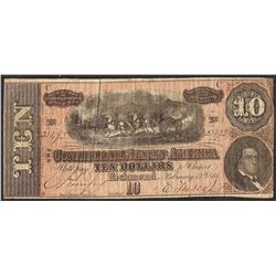 1864 $10 Confederate States of America Note