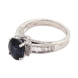 4.17 ctw Sapphire and Diamond Ring - 18KT White Gold