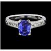 Image 2 : 1.41 ctw Sapphire and Diamond Ring - 18KT White Gold