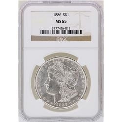1886 $1 Morgan Silver Dollar Coin NGC MS65