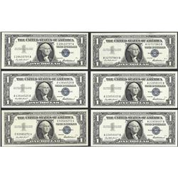 Lot of (6) 1957 $1 Silver Certificate Notes