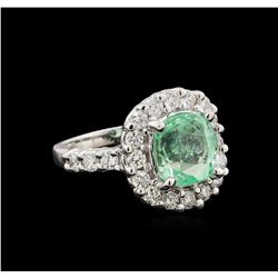 3.45 ctw Emerald and Diamond Ring - 14KT White Gold