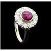 Image 4 : 1.00 ctw Ruby and Diamond Ring - 14KT White Gold