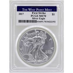 2017-W $1 American Silver Eagle Coin PCGS MS70 First Strike
