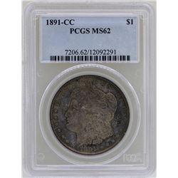 1891-CC $1 Morgan Silver Dollar Coin PCGS MS62