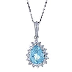 1.15 ctw Apatite and Diamond Pendant - 18KT White Gold