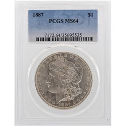 1887 $1 Morgan Silver Dollar Coin PCGS MS64